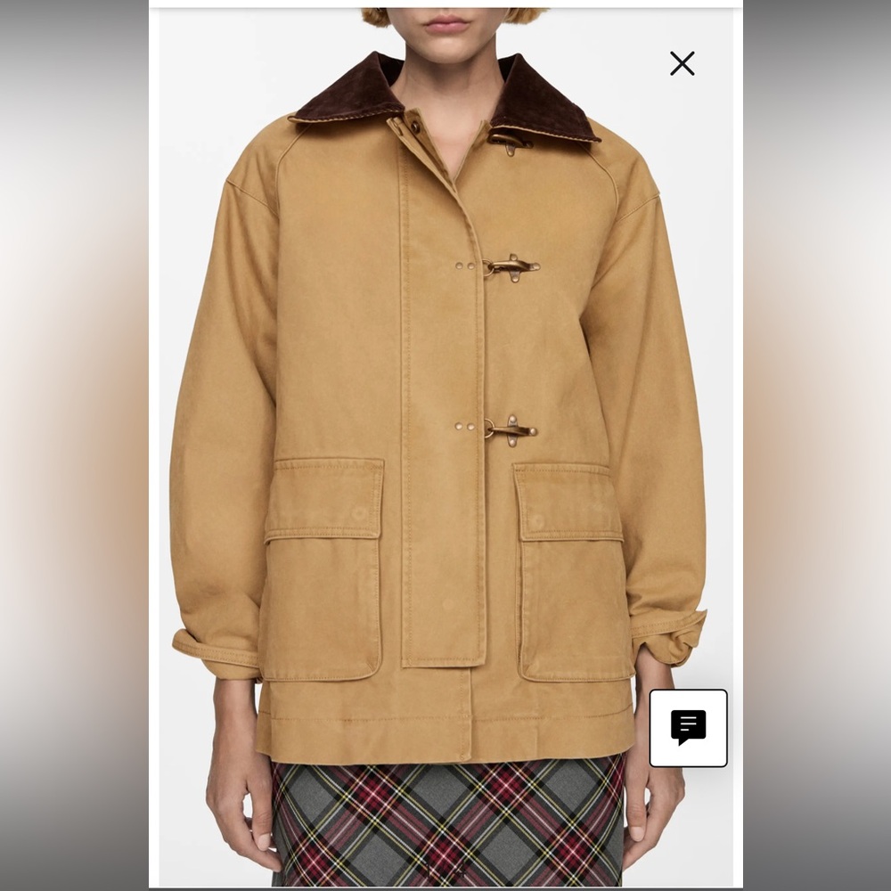 MANGO Corduroy Collar Parka Jacket